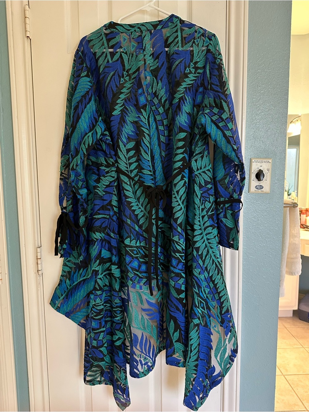Midnight Velvet tropical embroidered mesh high-low tunic dress size 2X - Picture 4 of 7